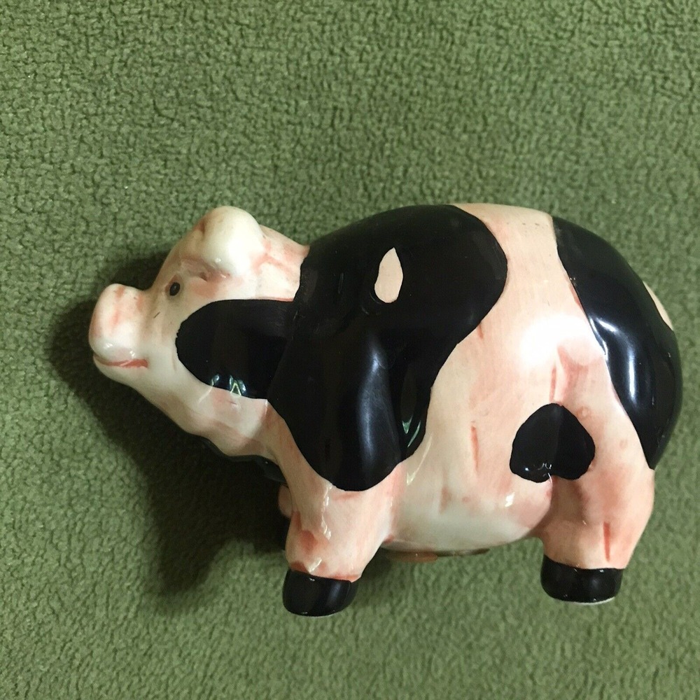 Ceramic Pig Salt Or Pepper Shaker‎ Black White